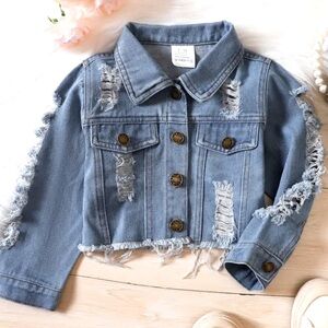 Brand new Girls distressed jean jacket